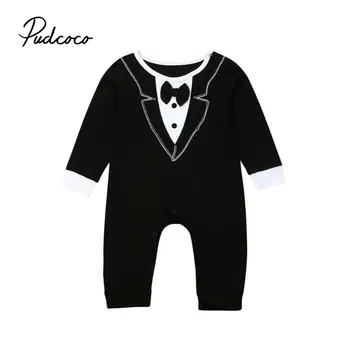 

Newborn Baby Boys Gentleman Formal Suit Bow Cotton Soft Romper Jumpsuit Party 0-18 Months Outfit Clothes