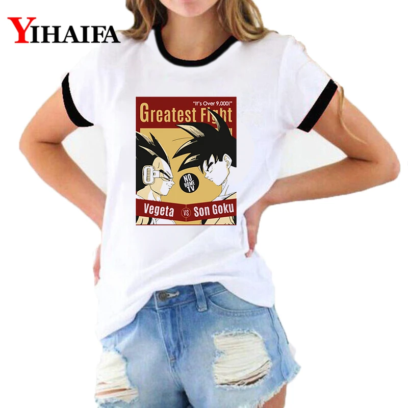 

YIHAIFA Dragon Ball Z T Shirts Womens Print Anime Goku Vegeta Graphic Tees Harajuku Cartoon Tee Ropa Mujer Casual Tops
