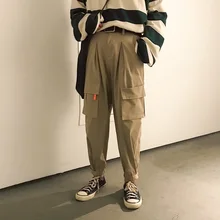 Весенний тренд Корейская версия школы свободные луч облегающие штаны Новое поступление однотонные Цвет! большой карман так же есть Повседневное комбинезоны
