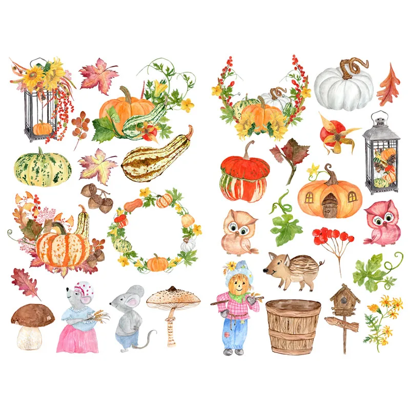 Seasonstorm Hello Autumn Yellow Leaves Precut Anti-UV Waterproof Decoration Album Planner Stickers Scrapbooking Diary Sticky Paper Flakes PK041