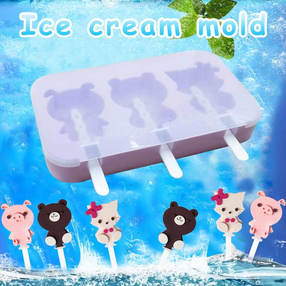 

New Silicone Ice Cream Mold Popsicle Molds DIY Homemade Cartoon Ice Cream Popsicle Ice Pop Maker Mould for Candy Bar Decoration