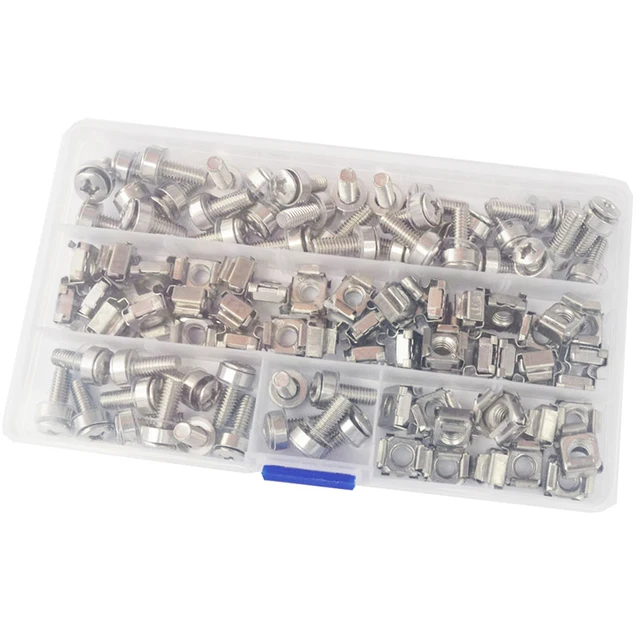 M5 M6Rack Cage Mount, Szerver Konzol Szekrény Csavarok És Alátétek, Állványos Polcok, Útválasztókészülékek 100 Készlet - Image 2