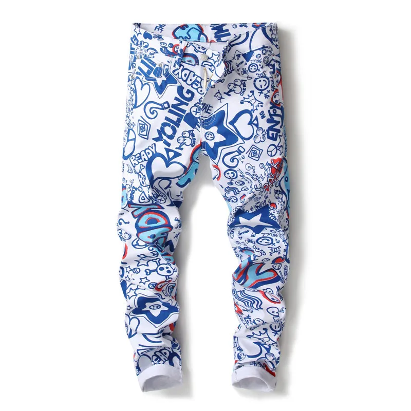 

Spring And Autumn Korean-style Men Elasticity Casual Pants Nightclub Sportsman Digital Printing Slim Fit Skinny Pants Men's Thin