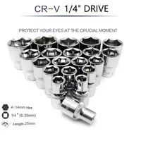 1PCS 1/4" Drive 25mm Hex Socket Wrench Head 4mm-13mm Metric Keys Socket Wrench  for Ratchet Wrench Auto Repair Hand Tool 1