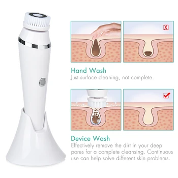 

4 in 1 Electric Facial Cleansing Brush Sonic Vibration Face Cleaning Tool Exfoliating Cleanser Skin Care Washing Beauty Machine