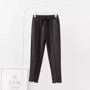 dark gray Neploe, утолщенные шерстяные женские штаны,, модные, на шнуровке, высокая талия, длина по щиколотку, брюки, корейский стиль, новые, одноцветные, тонкие, шаровары, 55432 - Цвет: dark gray