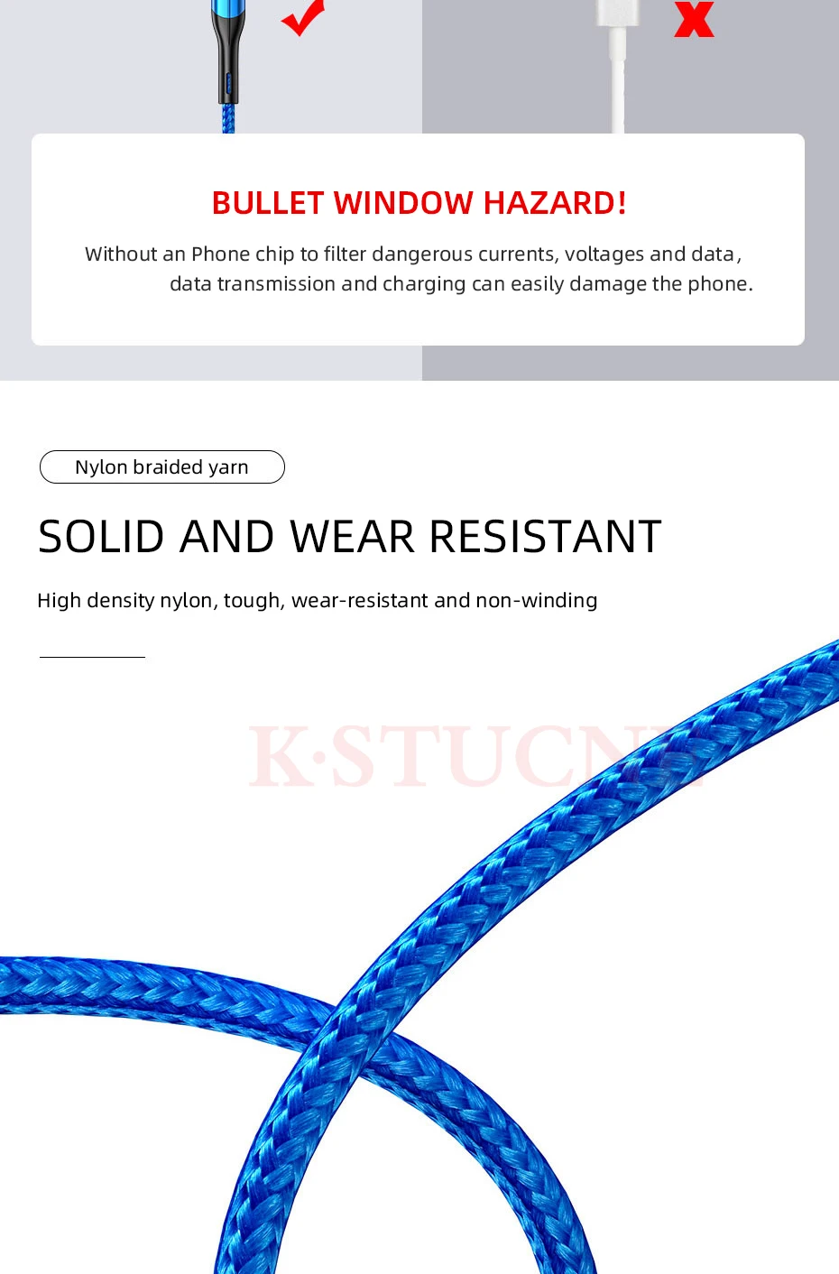 Кабель KSTUCNE 3,0 usb type C, 3 А, быстрая зарядка для Xiaom Redmi Note 7, кабель type-C для быстрой зарядки samsung S9 S10 S8 Plus, USB C