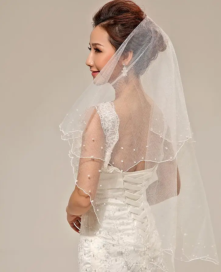 Vestidos para casamento вуаль с жемчугом vestidos de noivas Фата невесты Свадебные аксессуары вуаль свадебные аксессуары
