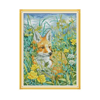 

The Fox In The Bush Counted Cross Stitch Patterns 14CT Printed Fabric 11CT DMC DIY Handmade Embroidery Needlework Set Home Decor