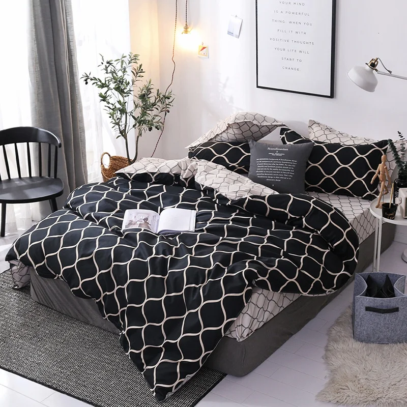

Luxury Bedding Set Super Large Duvet Cover 3Pcs Large Black Quilt Bed Linen Brushed Home Quilt Cover 175 x 220cm