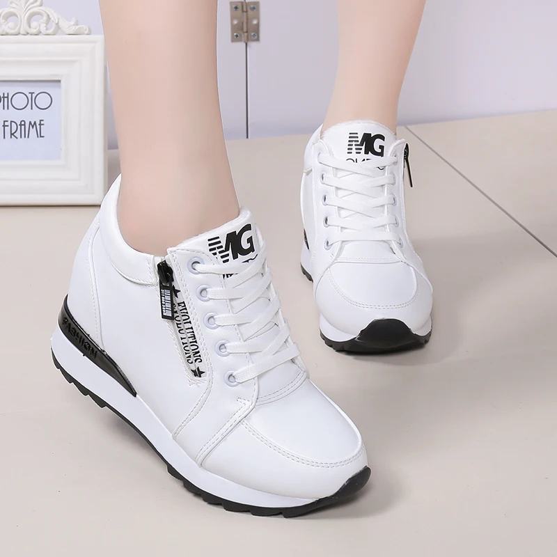 

Size 35-50 Nice Pop Spring Autumn Women Soft PU Shoes For Woman Casual Shoes Wild Casual Female Height Increasing Heels Sneakers