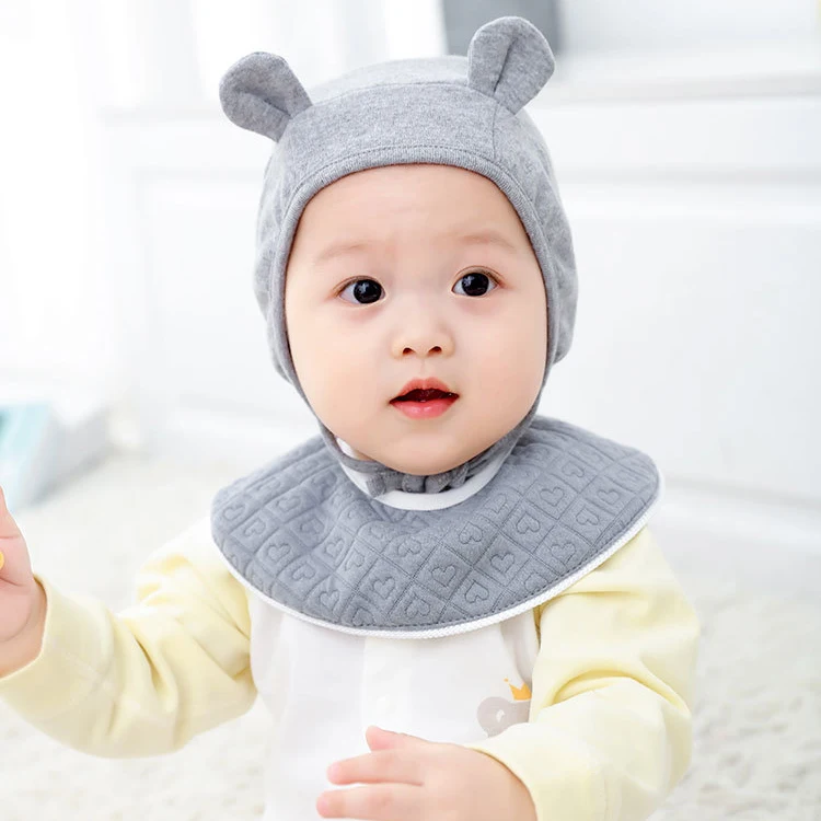 WARMOM Newbown Baby Hat Kawaii Cat Ears Hat Lace Saliva Towel Soft Cotton Baby Stuff Candy Color Baby Hat Maternal Infant Supply