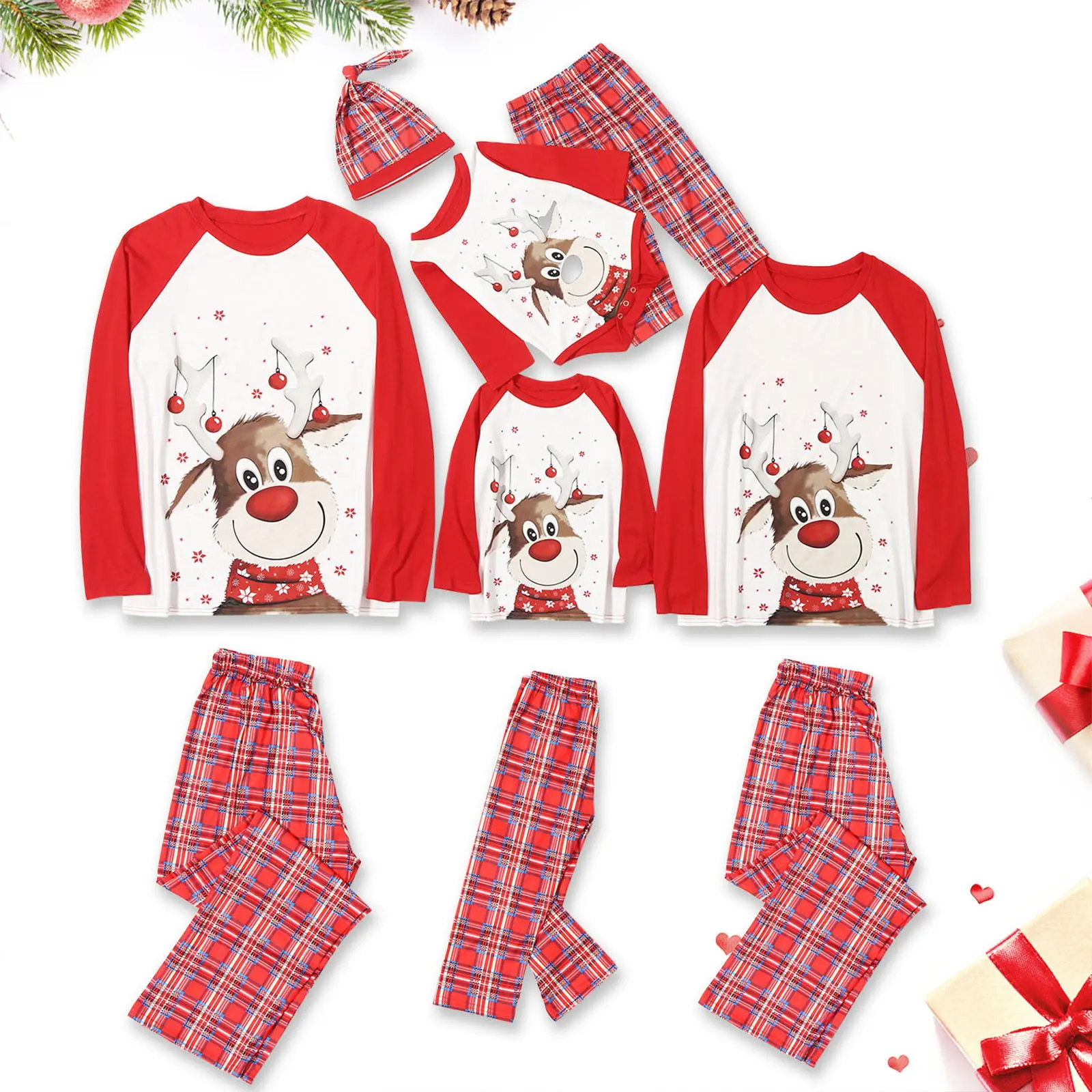 

Christmas Family Matching Pajamas Outfits 2021 Xmas Deer Father Mother Kids Baby Sleepwear Family Matching Pyjamas Homewear