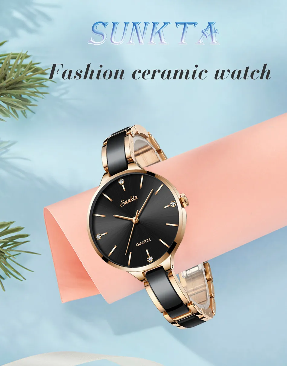 SUNKTA женские часы повседневные модные часы женские алмаз керамика водонепроницаемые спортивные женские часы Relojes Para Mujer