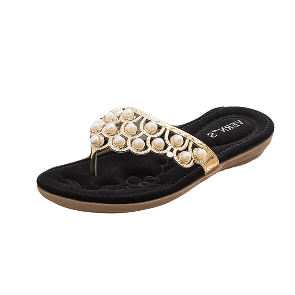 Women Slides Summer Bohemia Bling Crystal Flat Flip-Flop Beach Casual chinelos mulher pantuflas mujer pantoffels dames