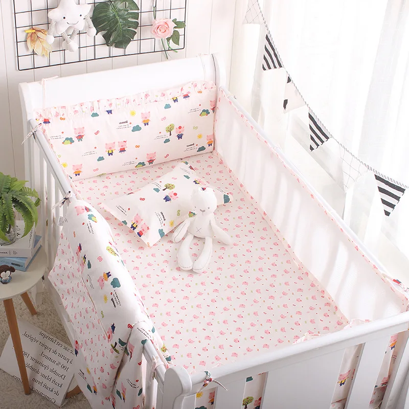 Ins Classic Crib Surrounding Bumpers Summer Breathable Cotton Newborn Cot Side Protector Children's Bedding Package Baby Bedding (5)