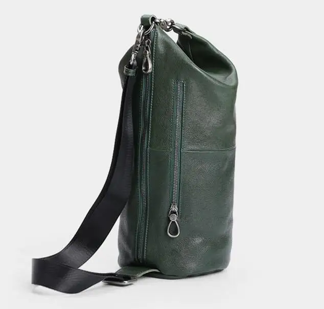 AETOO личности повседневная обувь из воловьей кожи, на одно плечо, сумка через плечо, мужская кожаная цилиндр пакет - Цвет: green