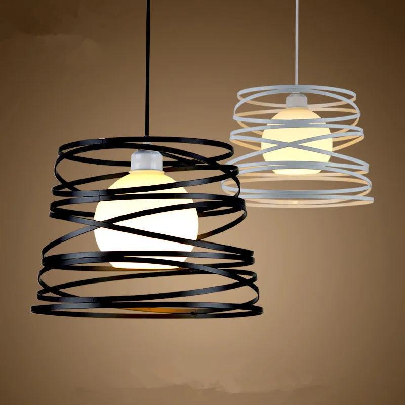 

Modern Minimalist Iron Droplight Restaurant Light Creative Cool LED Glass Library Bedroom Lamps