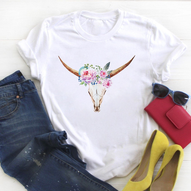 Flower Floral Book Cute Print Short Sleeve Ladies Summer T Tee Female Top Shirt Clothes Tshirt Womens Graphic T-shirt