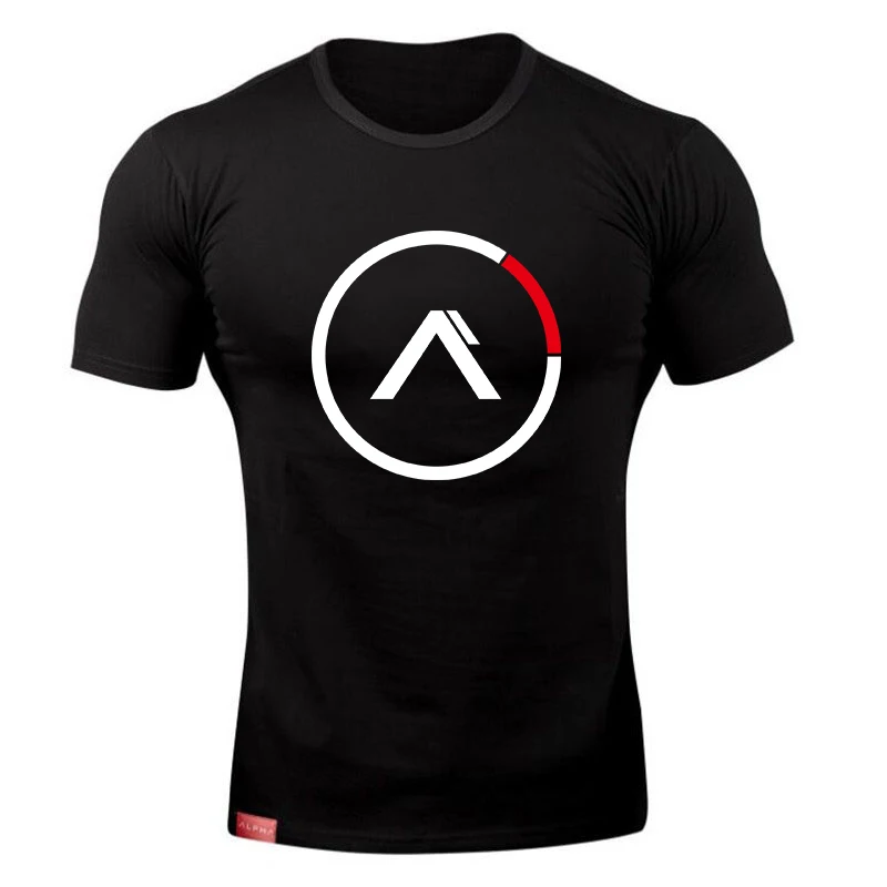 Alpha Спортивная футболка мужская хлопковая Мужская футболка для бега спортивная майка для бодибилдинга и фитнеса облегающая футболка для спортзала - Цвет: picture color
