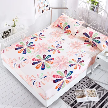 

2019 New Seven Color Flower Bed Sheet 1pc Polyester-Cotton Bedding Set Mattress Cover Four Corner with Elastic Band Fitted Sheet
