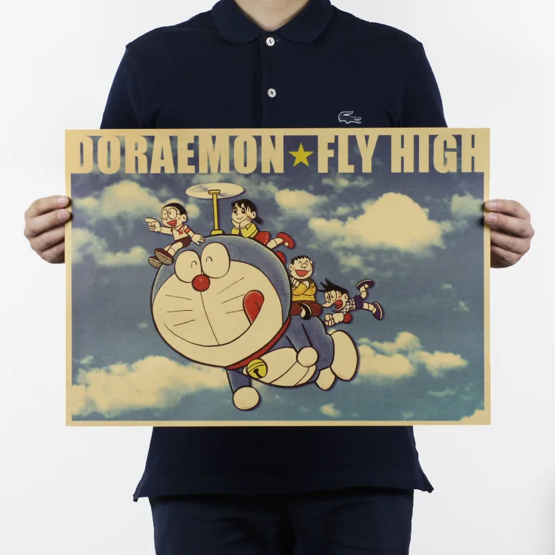 

Classic Anime Doraemon Retro Poster Japan Vintage Kraft Paper Poster Bedroom living Room Home Decoration Wall Stickers
