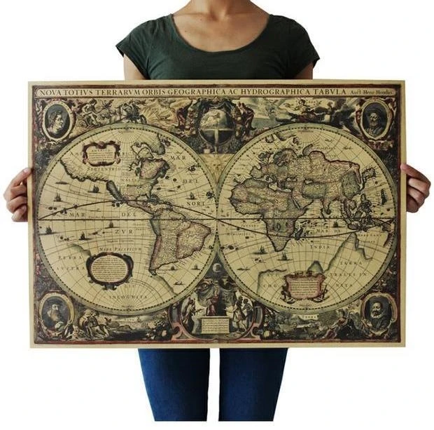 New 1641 ancient nautical charts vintage kraft paper poster wall stickers room decoration home decal global maps mural art | Дом и сад