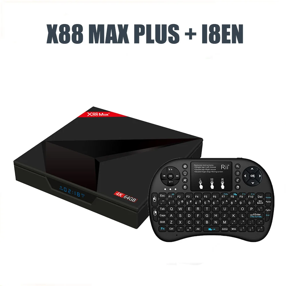 ТВ-бокс X88 MAX+ Android 8,1 RK3328 4 Гб 64 Гб 2,4 г и 5 г Wifi Bluetooth 4,1 медиаплеер Поддержка порта type-C Full HD телеприставка - Цвет: box add I8EN