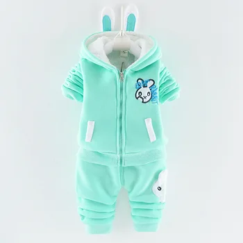 

Baby Boy Christmas Clothes Autumn Winter Girl Velvet set Cartoon Rabbits Hooded Hoodies + Pants Kids Girls Outfits Tracksuits