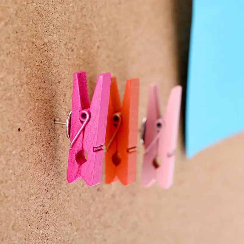 Штифты с деревянными клипсами 50 шт. Thumbtacks Pushpins креативные скрепки для бумаги прищепки для пробковой доски и фото стеновых офисов Hom