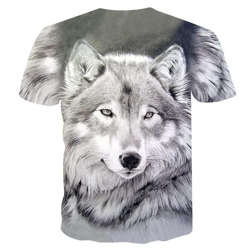 

Summer Sports Tops 3D Print Animal O-neck Animal Wolf Short Sleeves T-shirt