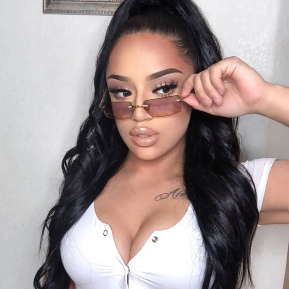 Новинка 2020 трендовые Винтажные Солнцезащитные очки без оправы в небольшой