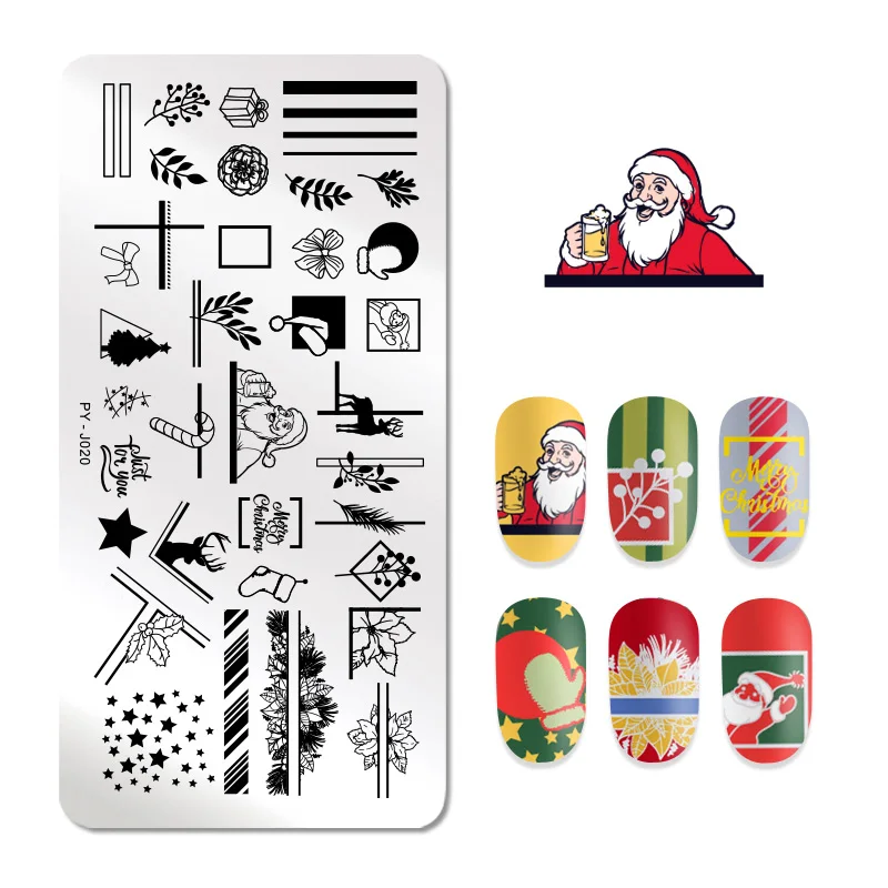 PICT You Christmas Pattern Nail Stamping Plates Stainless Steel Nail Design Stencil Tools DIY Nail Art Image Plate PY-J020