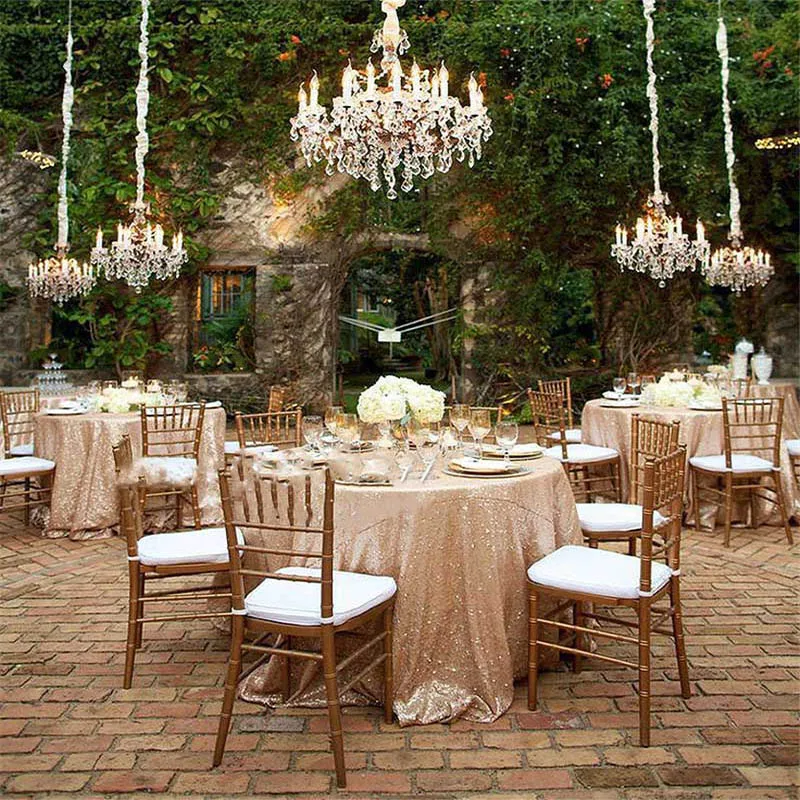 

Round Rectangular Embroidered Sequin Table Cloth for Wedding Cake Party Christmas Decoration Rose Gold Sequin Tablecloth Glitter