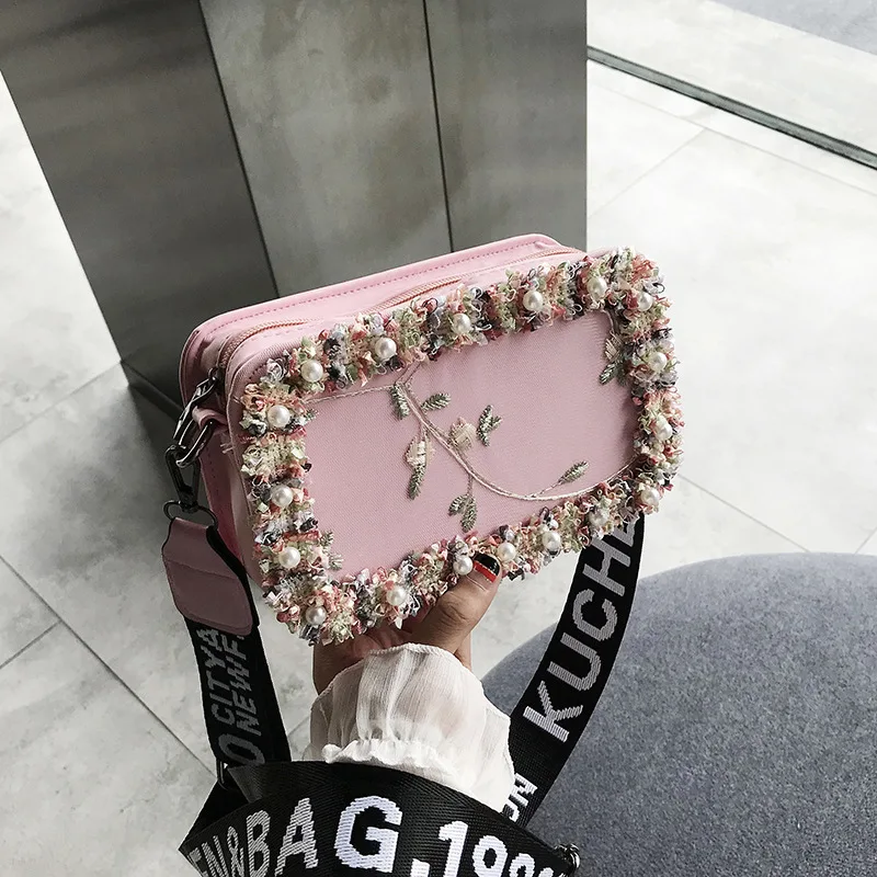 

Shoulder Bag Women's Korean-style 2017 New Style Versatile Students Hipster Embroidered Square Bag Chain Mini Fashion Small Bag