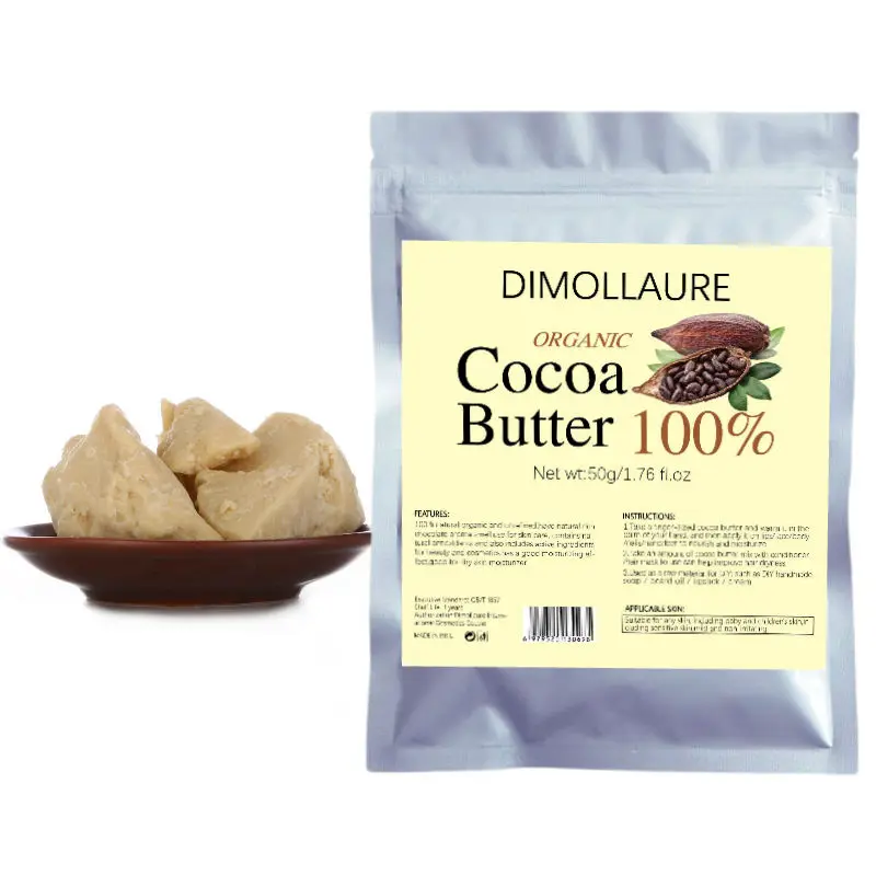 Dimollaure 100g Unrefined Cocoa Butter Natural Organic Moisturizing Plant Essential Oil Body Massage Skin Care Cosmetics Raw