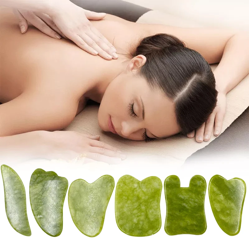 Natural Jade Gua sha Scraper Board Face Massager Facial Guasha Meridian Muscle Relaxation Skin Lifting Face Thin Gouache Scraper