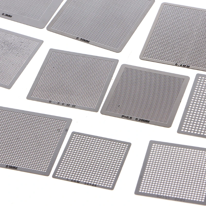 

BGA Rework Net,27pcs BGA Universal Reballing Rework Net Stencils Steel Template Mesh Directly Heat Set Kit for Laptop