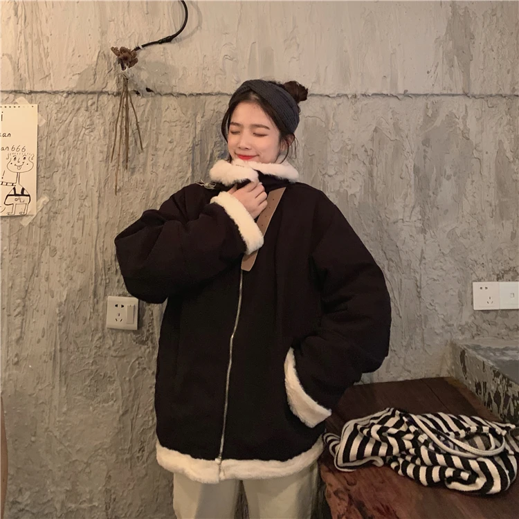 HziriP зимние женские винтажные универсальные стильные однотонные теплые мягкие милые топы в стиле ретро свободные женские Свежие высококачественные пальто