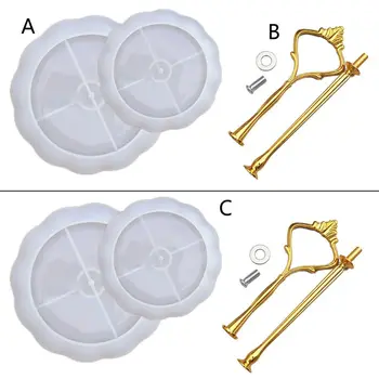 

1PC 2 Tier Cake Fruit Food Plate Stand Resin Casting Mold Big Plate Fruit Tray Mold
