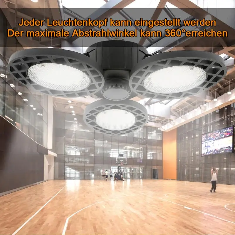 Профессиональный E26 144LED светильник для гаража, потолочный светильник, деформационный светильник с 3 лопастями, промышленный светильник, лампа, используемая для мастерской, светильник