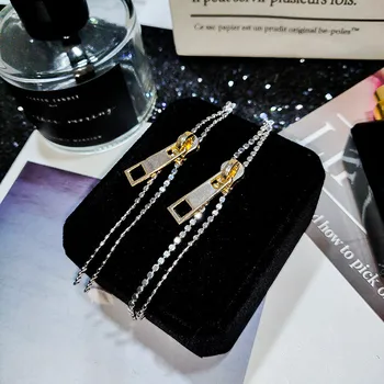 

2020 New Brand Gold Chic Rock Zipper Earrings Long Metal Chain Tassel Drop Earrings Dropshipping/ Wholesale
