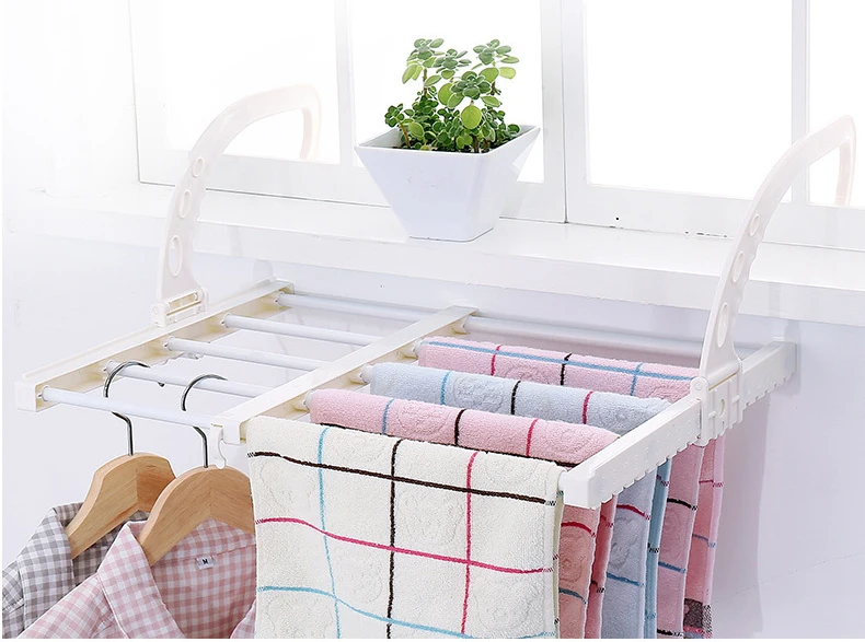 Home Balcony Hanging Shelf Adjustable Foldable Clothes Shoes Drying Racks Holder Multifunction Storage Organizer Shelves