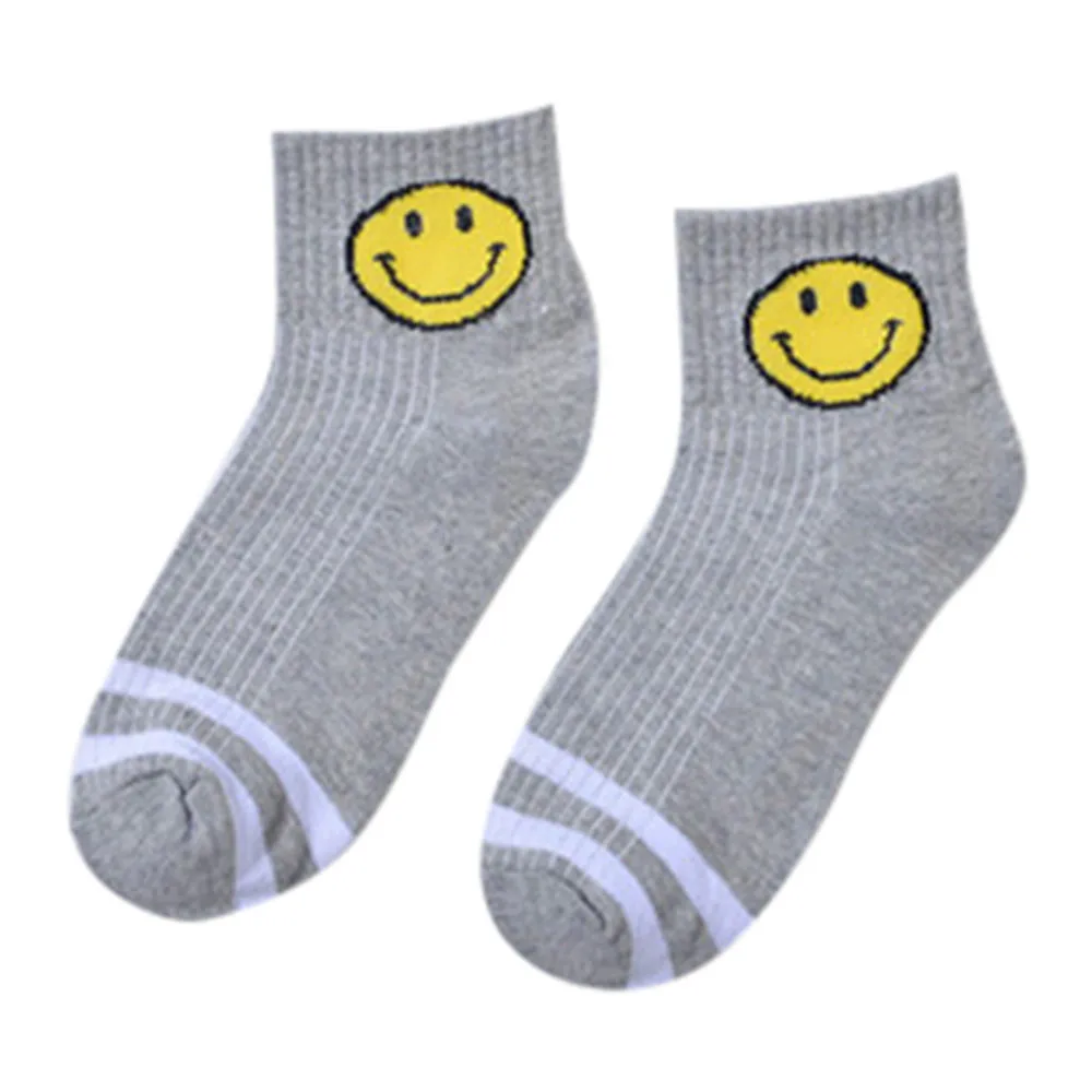 Smiley short tube striped socks comfortable breathable casual slippers socks quality autumn winter men women daily