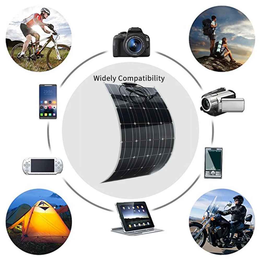 

Solar Panel High Efficiency Monocrystalline Silicon Solar Cell Waterproof Solar Charger for Battery Charging Camping Car Boat