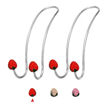 

A Pair Of Diamond-studded Strawberry Car Crystal Hooks 2-in-1 Design Car Headrest Hook Multifunctional Car Seat Hook
