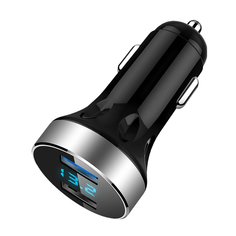 Автомобильное зарядное устройство с двумя USB, адаптер прикуривателя C01 QC3.0, 2 порта, ЖК-дисплей, быстрое автомобильное зарядное устройство, адаптер питания, розетка для прикуривателя