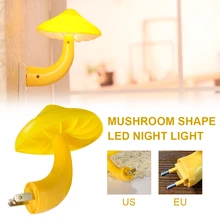 

Lovely Mushroom Shape LED Night Light ночник Energy Saving Sensor Plug in Wall Lamps светильник for Adults Kids Yellow Dropship