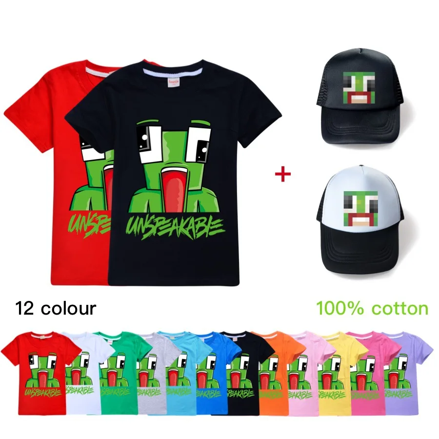 YOUYUB Unspeakable Image Youth Kids Cotton T-Shirts Two-Sided Printed Summer Slim-fit Fashion Tee 