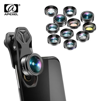 

APEXE HD Multi-Function 11in1 Lens Camera Kit 140 Wide Angle Macro Full Color+CPL Star Filter For iPhone Xiaomi Most Smartphones
